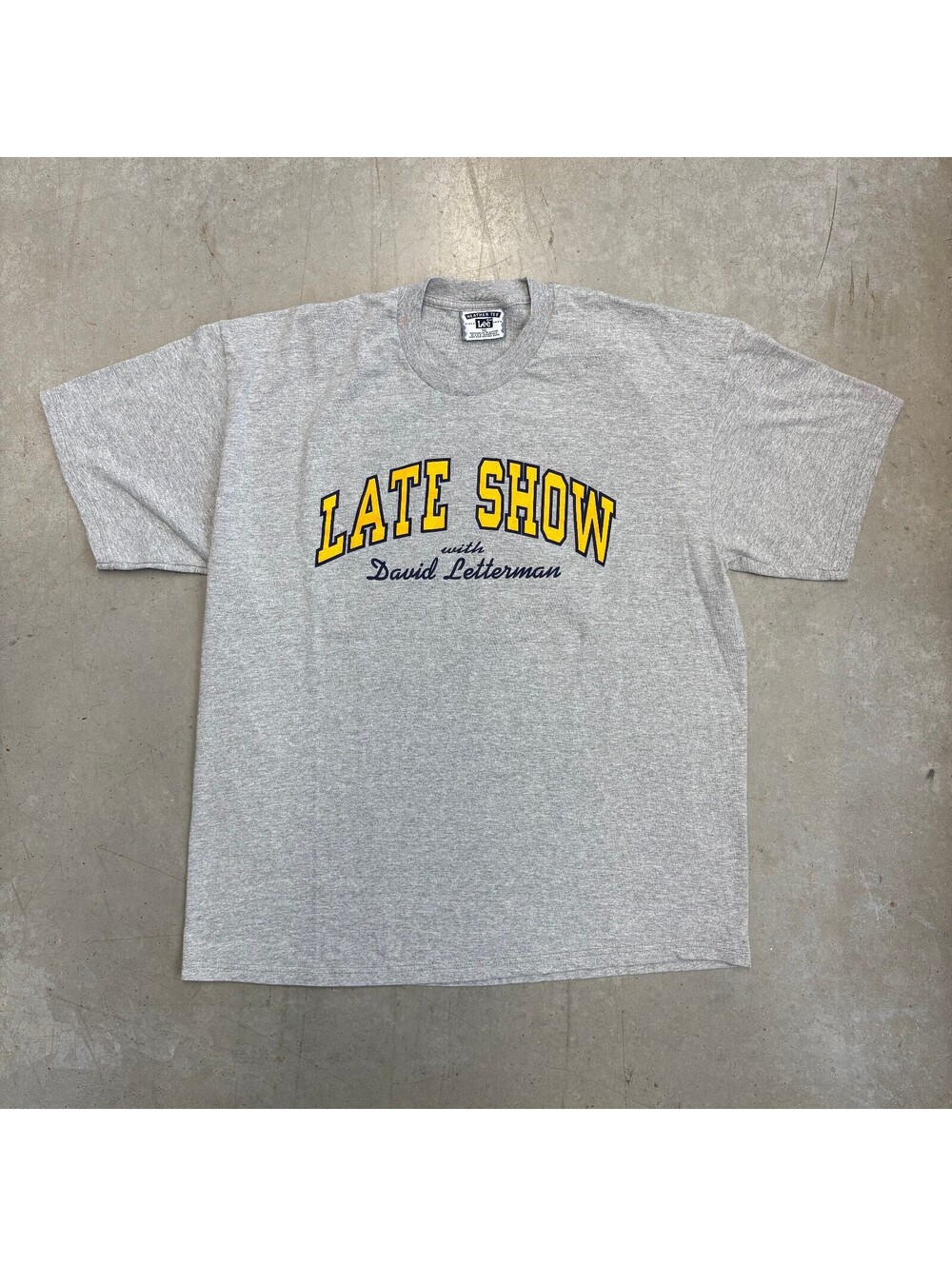 Vintage 90s Late Show with David Letterman Spellout T-Shirt Extra Large Gray